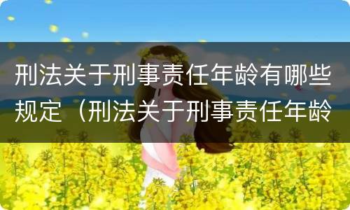 刑法关于刑事责任年龄有哪些规定（刑法关于刑事责任年龄的具体规定）