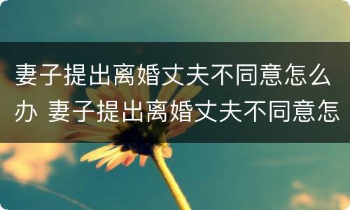 妻子提出离婚丈夫不同意怎么办 妻子提出离婚丈夫不同意怎么办呢