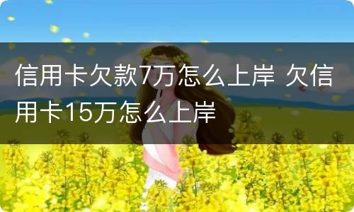 信用卡欠款7万怎么上岸 欠信用卡15万怎么上岸