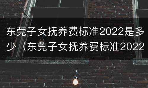东莞子女抚养费标准2022是多少（东莞子女抚养费标准2022是多少岁）