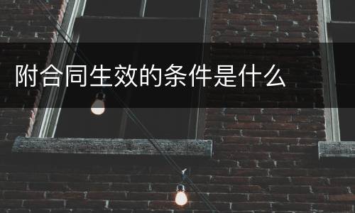 附合同生效的条件是什么