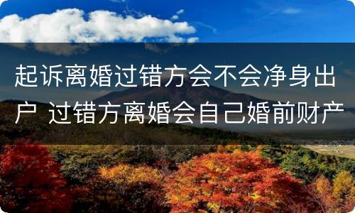 起诉离婚过错方会不会净身出户 过错方离婚会自己婚前财产也会净身出户吗