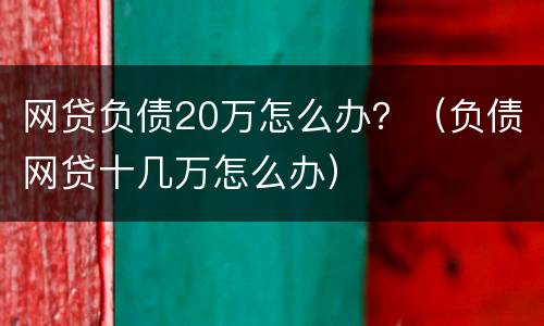 网贷负债20万怎么办？（负债网贷十几万怎么办）