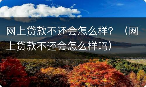 网上贷款不还会怎么样？（网上贷款不还会怎么样吗）