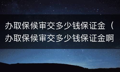 办取保候审交多少钱保证金（办取保候审交多少钱保证金啊）