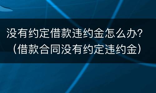 没有约定借款违约金怎么办？（借款合同没有约定违约金）