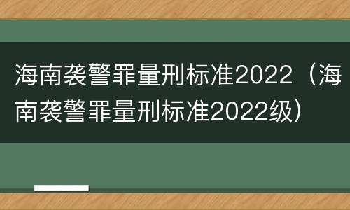 海南袭警罪量刑标准2022（海南袭警罪量刑标准2022级）