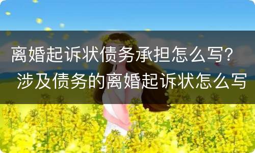 离婚起诉状债务承担怎么写？ 涉及债务的离婚起诉状怎么写