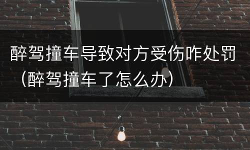 醉驾撞车导致对方受伤咋处罚（醉驾撞车了怎么办）