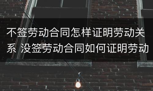 不签劳动合同怎样证明劳动关系 没签劳动合同如何证明劳动关系