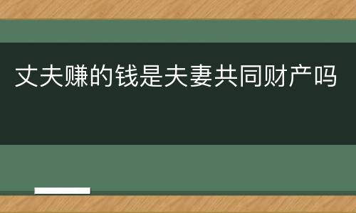 丈夫赚的钱是夫妻共同财产吗