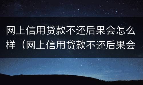 网上信用贷款不还后果会怎么样（网上信用贷款不还后果会怎么样呢）