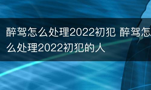醉驾怎么处理2022初犯 醉驾怎么处理2022初犯的人
