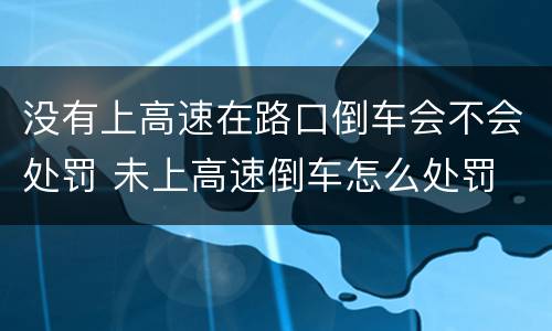 没有上高速在路口倒车会不会处罚 未上高速倒车怎么处罚