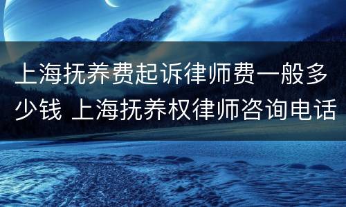 上海抚养费起诉律师费一般多少钱 上海抚养权律师咨询电话