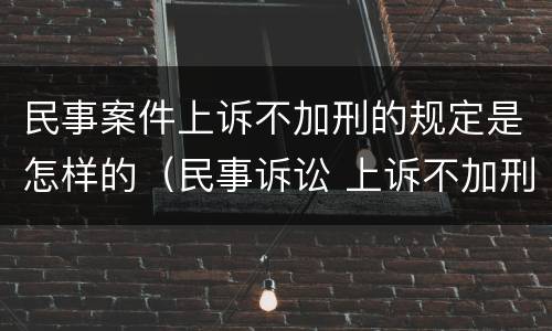 民事案件上诉不加刑的规定是怎样的（民事诉讼 上诉不加刑）