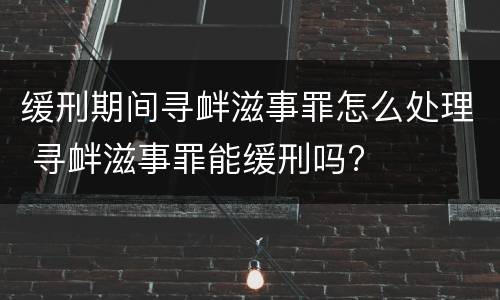 缓刑期间寻衅滋事罪怎么处理 寻衅滋事罪能缓刑吗?