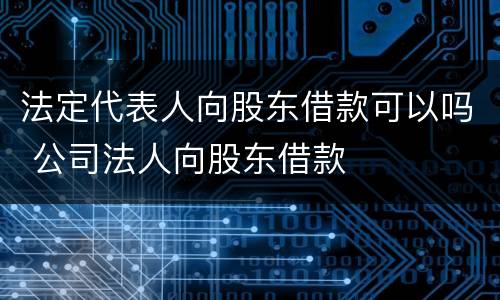 法定代表人向股东借款可以吗 公司法人向股东借款