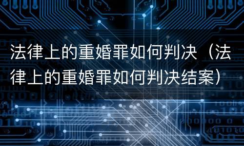 法律上的重婚罪如何判决（法律上的重婚罪如何判决结案）