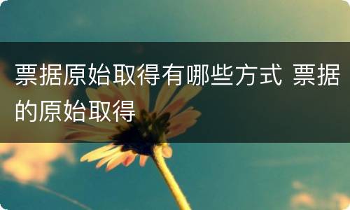 票据原始取得有哪些方式 票据的原始取得