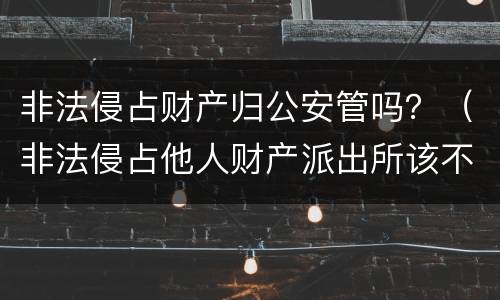 非法侵占财产归公安管吗？（非法侵占他人财产派出所该不该立案）