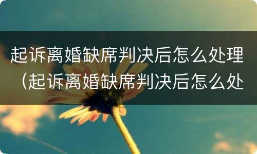 起诉离婚缺席判决后怎么处理（起诉离婚缺席判决后怎么处理的）