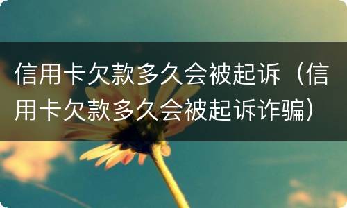 信用卡欠款多久会被起诉（信用卡欠款多久会被起诉诈骗）