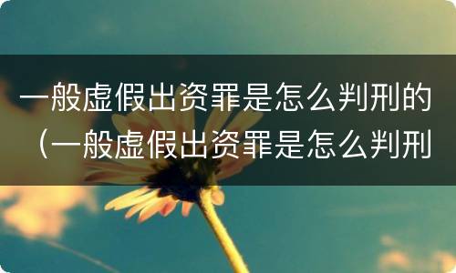 一般虚假出资罪是怎么判刑的（一般虚假出资罪是怎么判刑的呢）