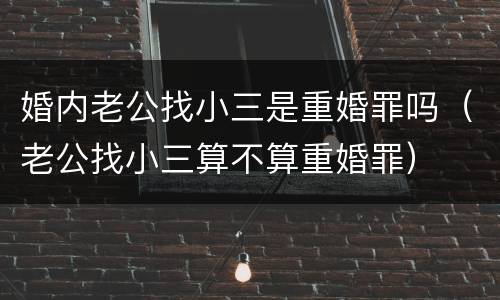 婚内老公找小三是重婚罪吗（老公找小三算不算重婚罪）