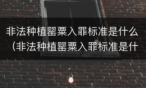 非法种植罂粟入罪标准是什么（非法种植罂粟入罪标准是什么案件）