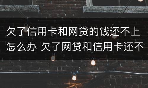 欠了信用卡和网贷的钱还不上怎么办 欠了网贷和信用卡还不起了怎么办