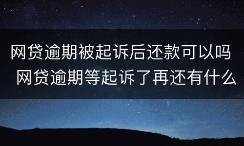 网贷逾期被起诉后还款可以吗 网贷逾期等起诉了再还有什么后果