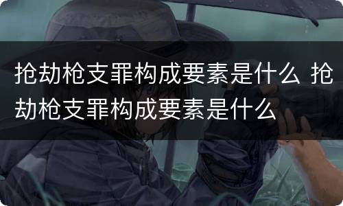 抢劫枪支罪构成要素是什么 抢劫枪支罪构成要素是什么