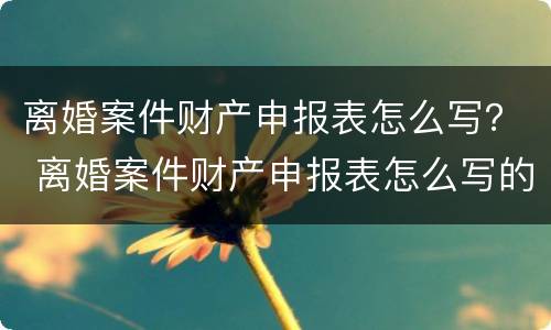 离婚案件财产申报表怎么写？ 离婚案件财产申报表怎么写的