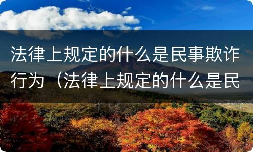 法律上规定的什么是民事欺诈行为（法律上规定的什么是民事欺诈行为的特征）