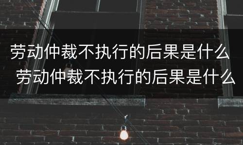 劳动仲裁不执行的后果是什么 劳动仲裁不执行的后果是什么意思