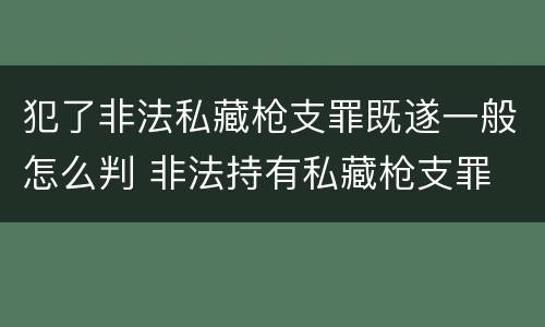 犯了非法私藏枪支罪既遂一般怎么判 非法持有私藏枪支罪