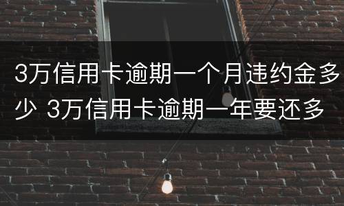 3万信用卡逾期一个月违约金多少 3万信用卡逾期一年要还多少
