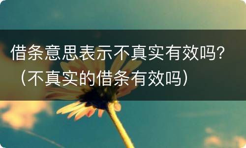 借条意思表示不真实有效吗？（不真实的借条有效吗）