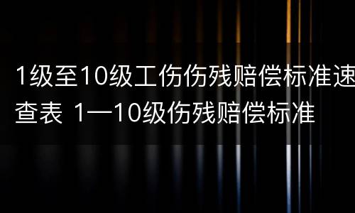 1级至10级工伤伤残赔偿标准速查表 1—10级伤残赔偿标准