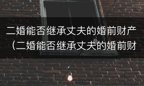 二婚能否继承丈夫的婚前财产（二婚能否继承丈夫的婚前财产呢）