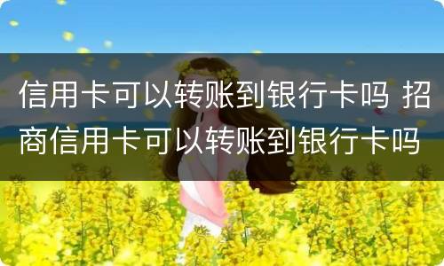 信用卡可以转账到银行卡吗 招商信用卡可以转账到银行卡吗