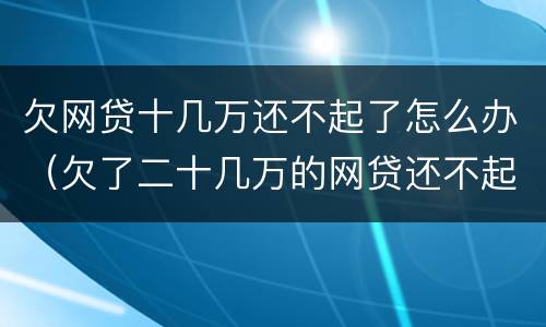 欠网贷十几万还不起了怎么办（欠了二十几万的网贷还不起了怎么办）