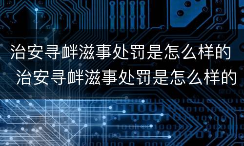 治安寻衅滋事处罚是怎么样的 治安寻衅滋事处罚是怎么样的案例
