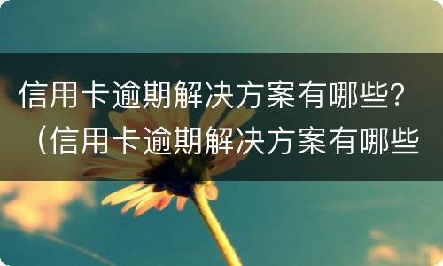 信用卡逾期解决方案有哪些？（信用卡逾期解决方案有哪些套路）