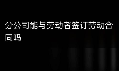 分公司能与劳动者签订劳动合同吗