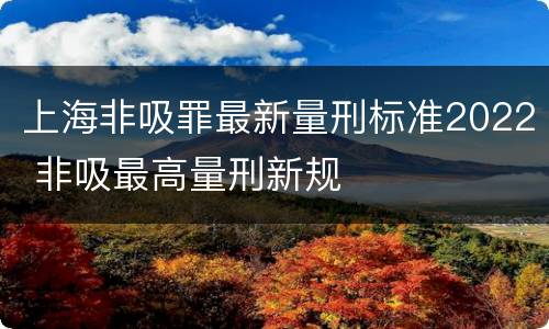 上海非吸罪最新量刑标准2022 非吸最高量刑新规