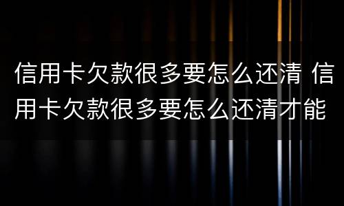 信用卡欠款很多要怎么还清 信用卡欠款很多要怎么还清才能用