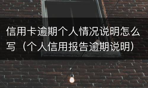 信用卡逾期个人情况说明怎么写（个人信用报告逾期说明）