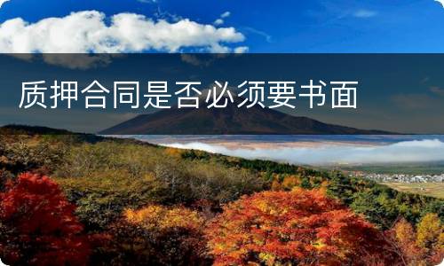 质押合同是否必须要书面